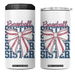 Baseball Sister 4 in 1 Can Cooler Tumbler Coquette Bow Biggest Fan Sport Lovers Girl TS10 One Size: 16 oz White Print Your Wear