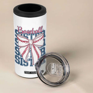 Baseball Sister 4 in 1 Can Cooler Tumbler Coquette Bow Biggest Fan Sport Lovers Girl TS10 Print Your Wear