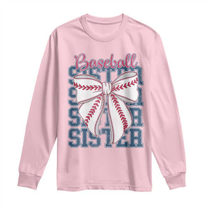 Baseball Sister Long Sleeve Shirt Coquette Bow Biggest Fan Sport Lovers Girl TS10 Light Pink Print Your Wear