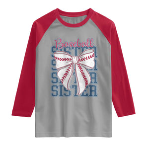 Baseball Sister Raglan Shirt Coquette Bow Biggest Fan Sport Lovers Girl TS10 Sport Gray Red Print Your Wear