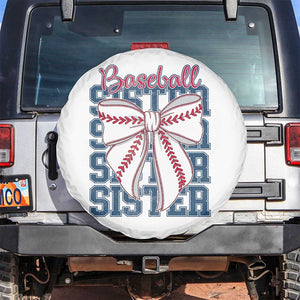 Baseball Sister Spare Tire Cover Coquette Bow Biggest Fan Sport Lovers Girl TS10 No hole White Print Your Wear