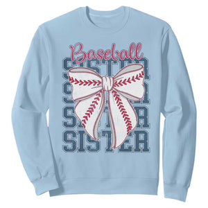 Baseball Sister Sweatshirt Coquette Bow Biggest Fan Sport Lovers Girl TS10 Light Blue Print Your Wear