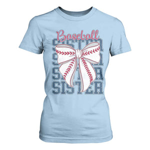 Baseball Sister T Shirt For Women Coquette Bow Biggest Fan Sport Lovers Girl TS10 Light Blue Print Your Wear