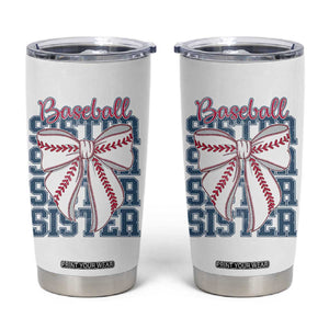 Baseball Sister Tumbler Cup Coquette Bow Biggest Fan Sport Lovers Girl TS10 White Print Your Wear