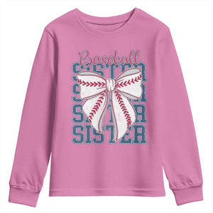 Baseball Sister Youth Sweatshirt Coquette Bow Biggest Fan Sport Lovers Girl TS10 Azalea Print Your Wear
