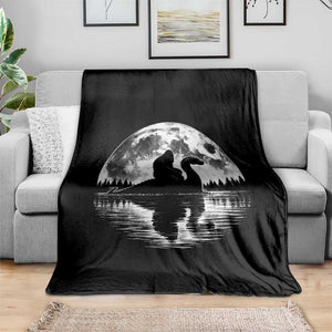 Funny Bigfoot Loch Ness Monster Throw Blanket Retro Sasquatch Nessie Funny Cryptid Moon TS10 Print Your Wear