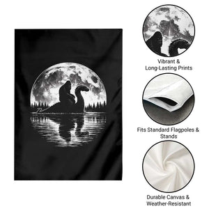 Funny Bigfoot Loch Ness Monster Garden Flag Retro Sasquatch Nessie Funny Cryptid Moon TS10 Print Your Wear