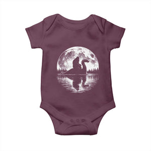 Funny Bigfoot Loch Ness Monster Baby Onesie Retro Sasquatch Nessie Funny Cryptid Moon TS10 Maroon Print Your Wear