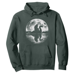Funny Bigfoot Loch Ness Monster Hoodie Retro Sasquatch Nessie Funny Cryptid Moon TS10 Dark Forest Green Print Your Wear