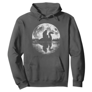 Funny Bigfoot Loch Ness Monster Hoodie Retro Sasquatch Nessie Funny Cryptid Moon TS10 Dark Heather Print Your Wear