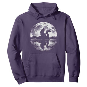 Funny Bigfoot Loch Ness Monster Hoodie Retro Sasquatch Nessie Funny Cryptid Moon TS10 Purple Print Your Wear