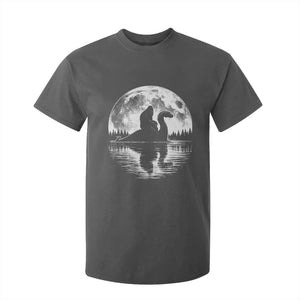 Funny Bigfoot Loch Ness Monster T Shirt For Kid Retro Sasquatch Nessie Funny Cryptid Moon TS10 Dark Heather Print Your Wear