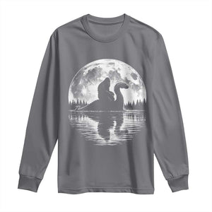 Funny Bigfoot Loch Ness Monster Long Sleeve Shirt Retro Sasquatch Nessie Funny Cryptid Moon TS10 Charcoal Print Your Wear
