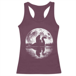 Funny Bigfoot Loch Ness Monster Racerback Tank Top Retro Sasquatch Nessie Funny Cryptid Moon TS10 Maroon Print Your Wear