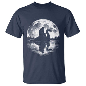Funny Bigfoot Loch Ness Monster T Shirt Retro Sasquatch Nessie Funny Cryptid Moon TS10 Navy Print Your Wear