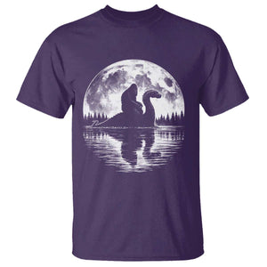 Funny Bigfoot Loch Ness Monster T Shirt Retro Sasquatch Nessie Funny Cryptid Moon TS10 Purple Print Your Wear