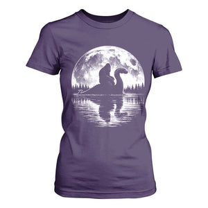 Funny Bigfoot Loch Ness Monster T Shirt For Women Retro Sasquatch Nessie Funny Cryptid Moon TS10 Purple Print Your Wear