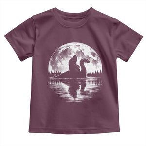 Funny Bigfoot Loch Ness Monster Toddler T Shirt Retro Sasquatch Nessie Funny Cryptid Moon TS10 Maroon Print Your Wear