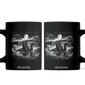 Bigfoot Loch Ness Monster Coffee Mug Funny Retro Sasquatch Nessie Funny Cryptid Vintage Graphic TS10 Black Print Your Wear