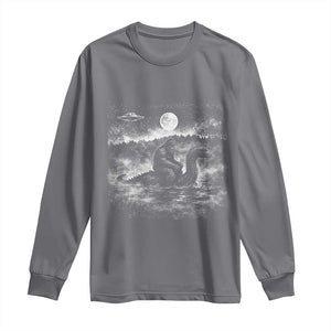 Bigfoot Loch Ness Monster Long Sleeve Shirt Funny Retro Sasquatch Nessie Funny Cryptid Vintage Graphic TS10 Charcoal Print Your Wear