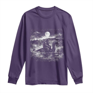Bigfoot Loch Ness Monster Long Sleeve Shirt Funny Retro Sasquatch Nessie Funny Cryptid Vintage Graphic TS10 Purple Print Your Wear