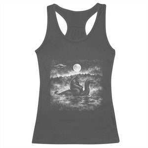 Bigfoot Loch Ness Monster Racerback Tank Top Funny Retro Sasquatch Nessie Funny Cryptid Vintage Graphic TS10 Dark Heather Print Your Wear