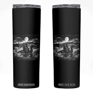 Bigfoot Loch Ness Monster Skinny Tumbler Funny Retro Sasquatch Nessie Funny Cryptid Vintage Graphic TS10 Black Print Your Wear