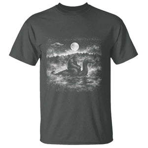 Bigfoot Loch Ness Monster T Shirt Funny Retro Sasquatch Nessie Funny Cryptid Vintage Graphic TS10 Dark Heather Print Your Wear