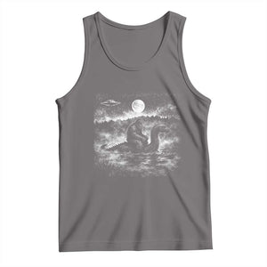 Bigfoot Loch Ness Monster Tank Top Funny Retro Sasquatch Nessie Funny Cryptid Vintage Graphic TS10 Deep Heather Print Your Wear