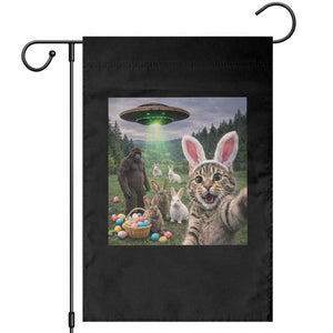 Funny Easter Day Garden Flag - Cat Selfie With Bunny - Bigfoot UFO Bunny Egg TS10 Black Print Your Wear