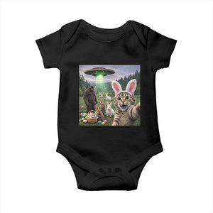 Funny Easter Day Baby Onesie Cat Selfie With Bunny Bigfoot UFO Bunny Egg TS10 Black Print Your Wear