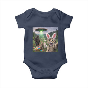 Funny Easter Day Baby Onesie Cat Selfie With Bunny Bigfoot UFO Bunny Egg TS10 Navy Print Your Wear