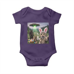 Funny Easter Day Baby Onesie Cat Selfie With Bunny Bigfoot UFO Bunny Egg TS10 Purple Print Your Wear