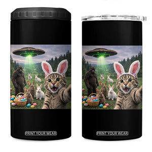 Funny Easter Day 4 in 1 Can Cooler Tumbler Cat Selfie With Bunny Bigfoot UFO Bunny Egg TS10 One Size: 16 oz Black Print Your Wear