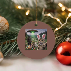 Funny Easter Day Ceramic Ornament Cat Selfie With Bunny Bigfoot UFO Bunny Egg TS10 1pc Mocha Print Your Wear