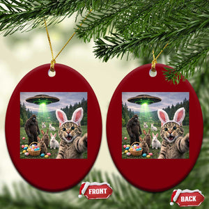 Funny Easter Day Ceramic Ornament Cat Selfie With Bunny Bigfoot UFO Bunny Egg TS10 Print Your Wear