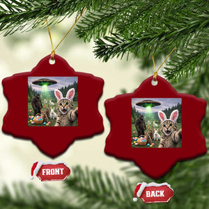 Funny Easter Day Ceramic Ornament Cat Selfie With Bunny Bigfoot UFO Bunny Egg TS10 Print Your Wear