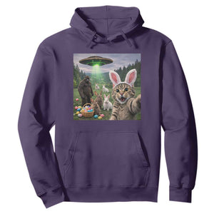 Funny Easter Day Hoodie Cat Selfie With Bunny Bigfoot UFO Bunny Egg TS10 Purple Print Your Wear
