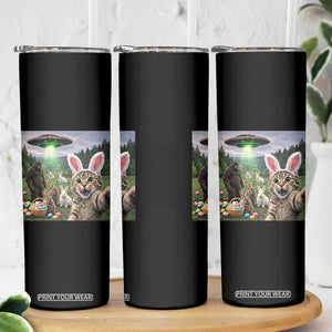 Funny Easter Day Skinny Tumbler Cat Selfie With Bunny Bigfoot UFO Bunny Egg TS10 Print Your Wear