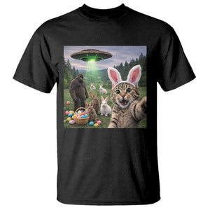 Funny Easter Day T Shirt Cat Selfie With Bunny Bigfoot UFO Bunny Egg TS10 Black Print Your Wear