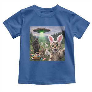 Funny Easter Day Toddler T Shirt Cat Selfie With Bunny Bigfoot UFO Bunny Egg TS10 Royal Blue Print Your Wear