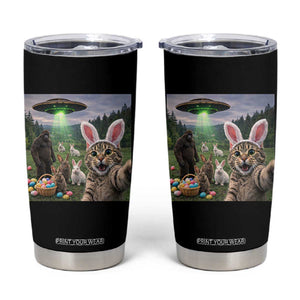 Funny Easter Day Tumbler Cup Cat Selfie With Bunny Bigfoot UFO Bunny Egg TS10 Black Print Your Wear