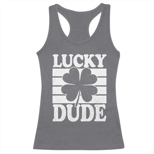 Funny Lucky Dude Racerback Tank Top Irish Boys St Patricks Day TS10 Charcoal Print Your Wear