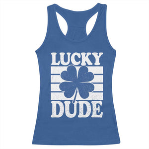 Funny Lucky Dude Racerback Tank Top Irish Boys St Patricks Day TS10 Royal Blue Print Your Wear