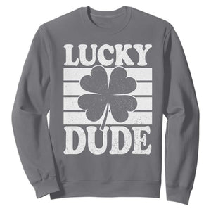 Funny Lucky Dude Sweatshirt Irish Boys St Patricks Day TS10 Charcoal Print Your Wear
