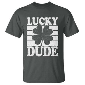 Funny Lucky Dude T Shirt Irish Boys St Patricks Day TS10 Dark Heather Print Your Wear