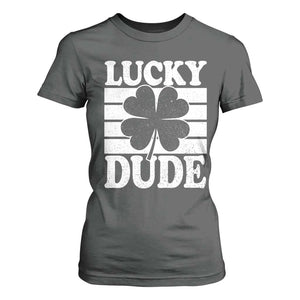 Funny Lucky Dude T Shirt For Women Irish Boys St Patricks Day TS10 Dark Heather Print Your Wear