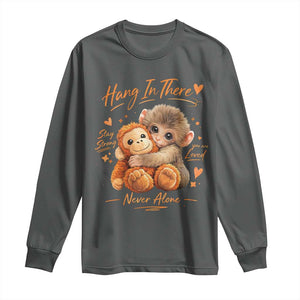 Cute Baby Monkey Punch Long Sleeve Shirt Adorable Emotional Graphic Little Punch TS10 Dark Heather Print Your Wear