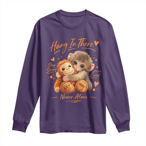 Cute Baby Monkey Punch Long Sleeve Shirt Adorable Emotional Graphic Little Punch TS10 Purple Print Your Wear