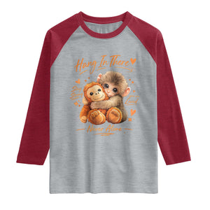 Cute Baby Monkey Punch Raglan Shirt Adorable Emotional Graphic Little Punch TS10 Heather Gray Heather Red Print Your Wear